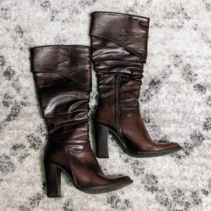 Slouch boots - brown leather - size 6